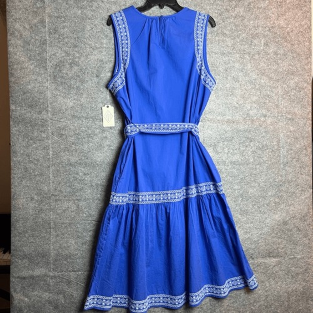 NWT ST. JOHN'S BAY Embroidered Sleeveless Shift Dress XL Dazzling Blue Pockets - Picture 9 of 11